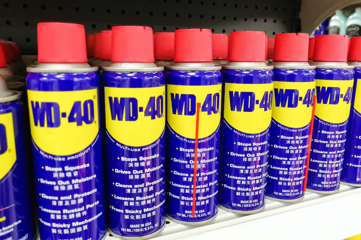 April 4, KUALA LUMPUR, MALAYSIA - WD-40 is the trademark name of the penetrating oil and water-displacing spray is now available in Malaysia hardware stores